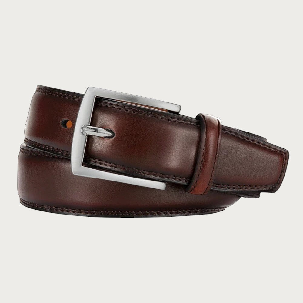 Ceintura ceinture pour homme en cuir marron véritable avec boucle ardillon en métal argenté