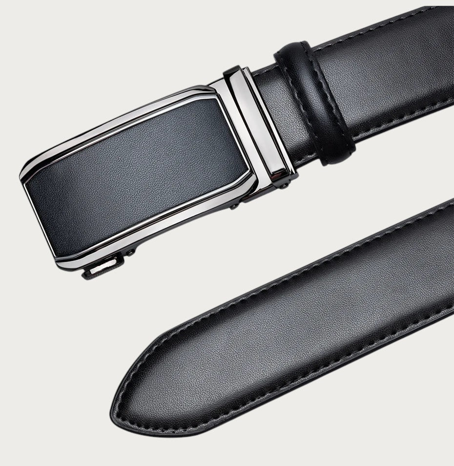 Ceinture de costume Ceintura Raffaele en cuir de vachette noir avec boucle automatique à cliquet sans trou