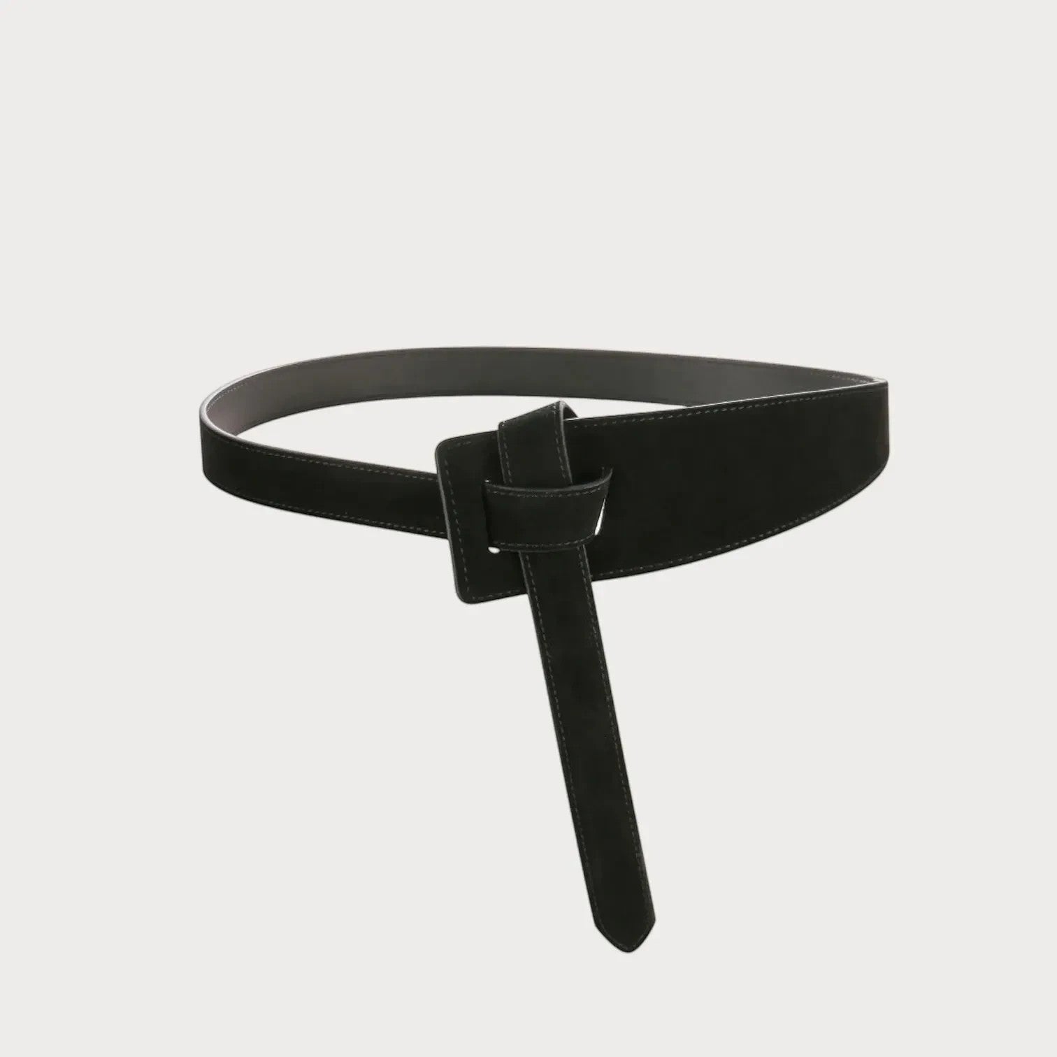 Ceinture Ceintura souple noire en cuir véritable à nouer, style décontracté pour robe Image