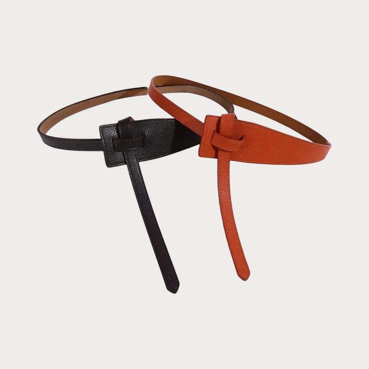 Ceinture Ceintura souple à nouer en cuir véritable, disponible en noir et orange, style décontracté pour robe
