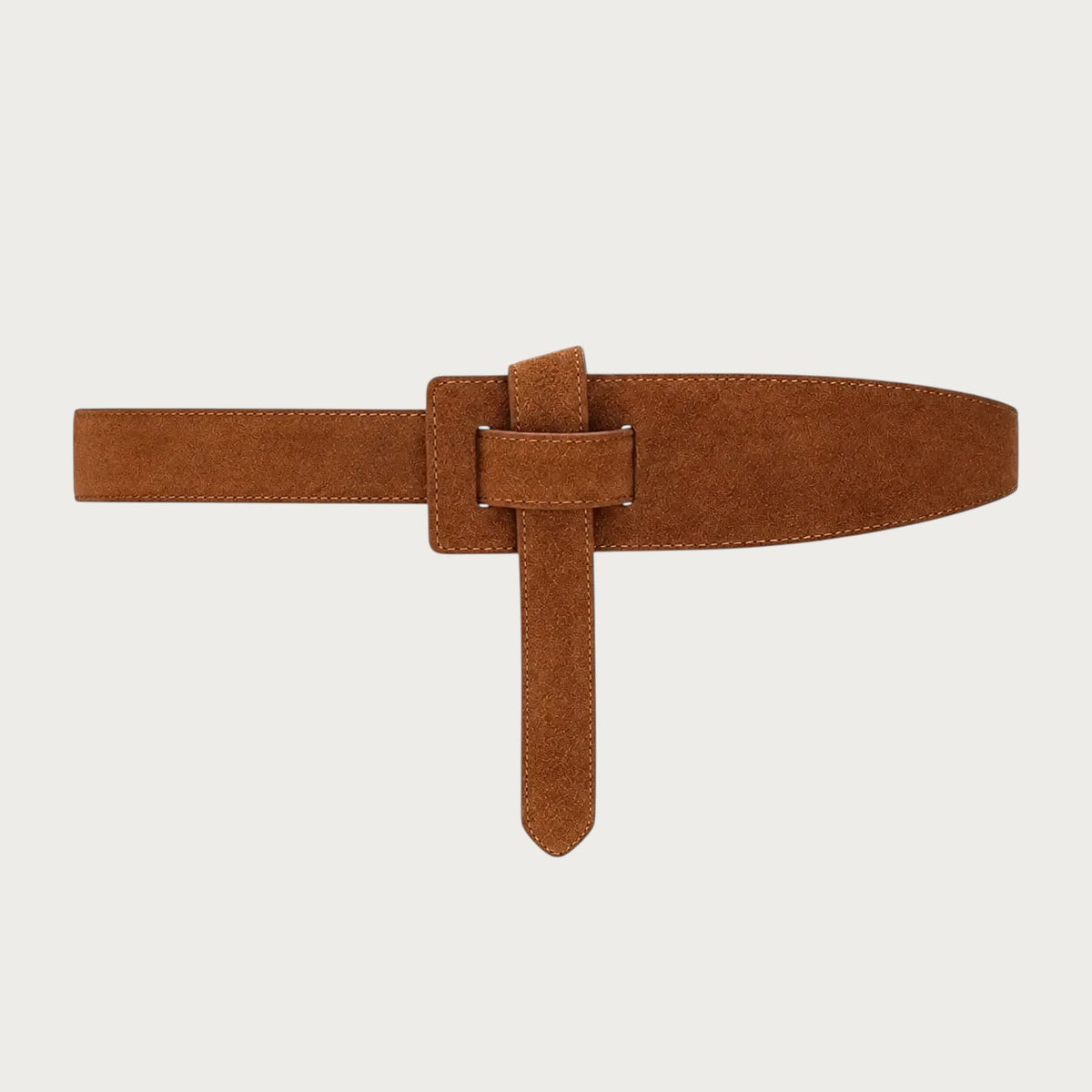 Ceinture Ceintura souple à nouer en cuir retourné cognac, modèle Amabile en daim velouté pour femme