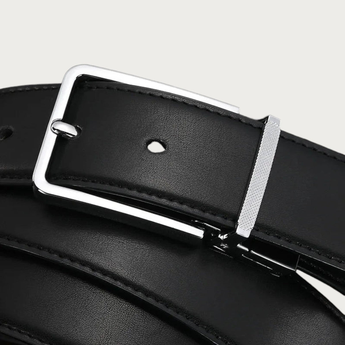 Ceinture Ceintura réversible en cuir de vachette noir avec boucle rotative chromée brillante pour homme