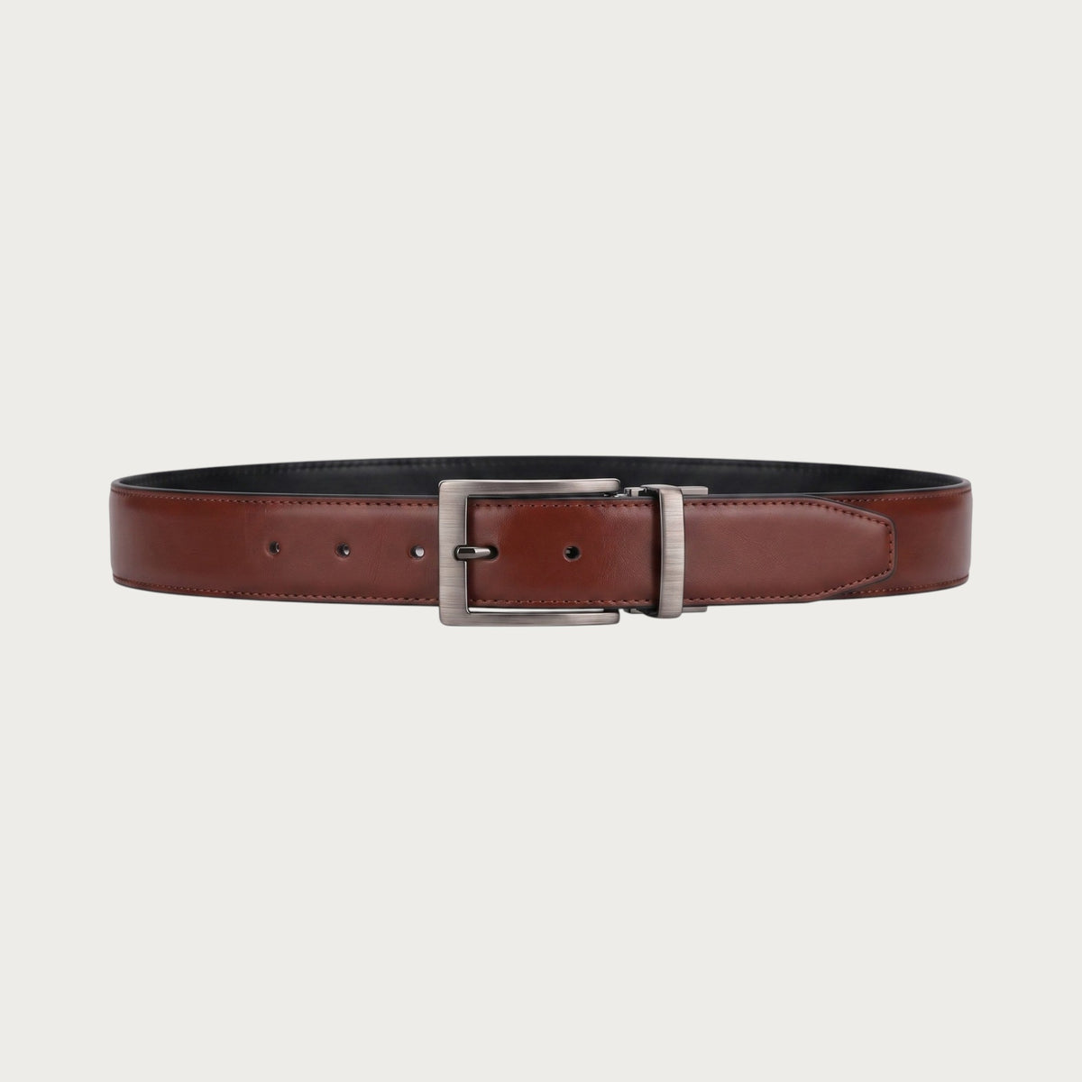 Ceinture Ceintura Giorgio réversible en cuir souple noir et marron avec boucle rotative mate brossée