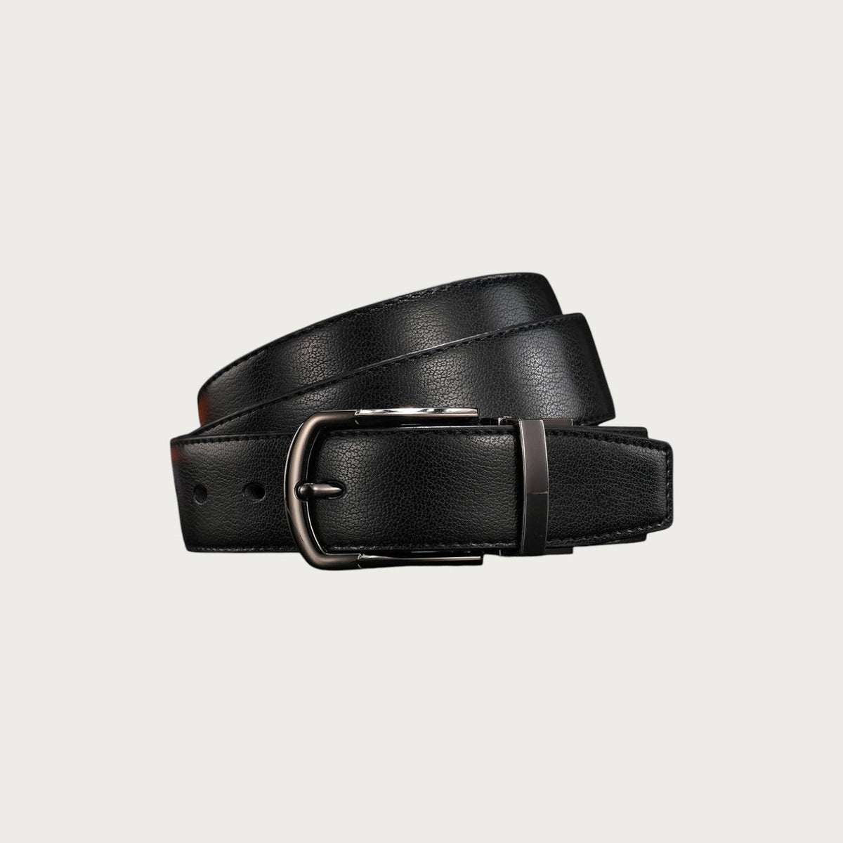 Ceinture Ceintura Dante réversible en cuir de vachette noir avec boucle rotative métallique