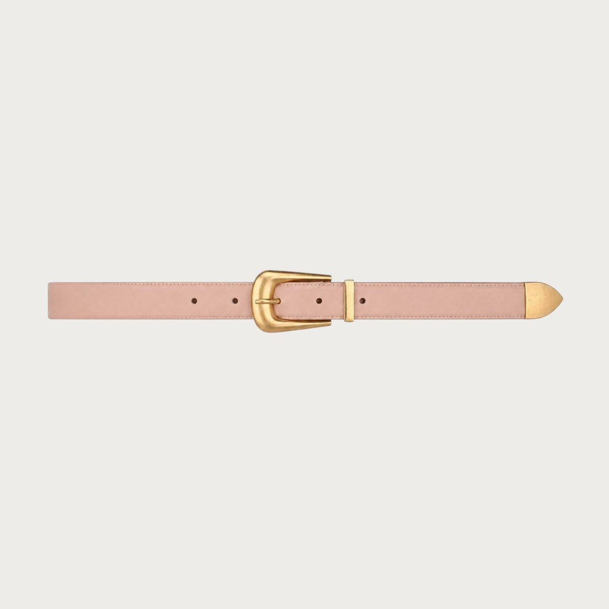 Ceinture Ceintura Sienne en cuir lisse rose poudré avec boucle dorée sculptée et embout métallique