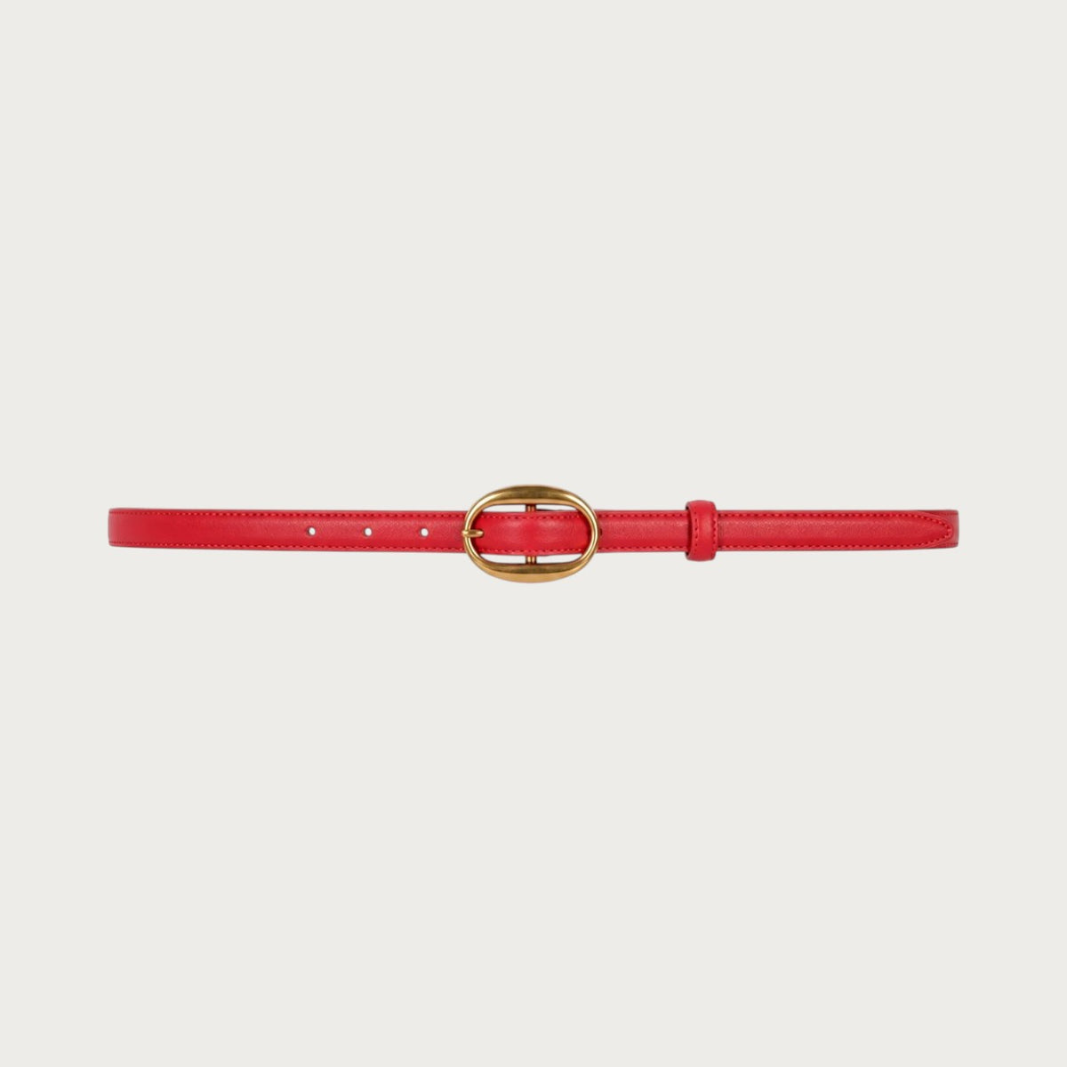 Ceinture Ceintura Capri fine en cuir rouge avec une boucle ovale dorée minimaliste pour femme