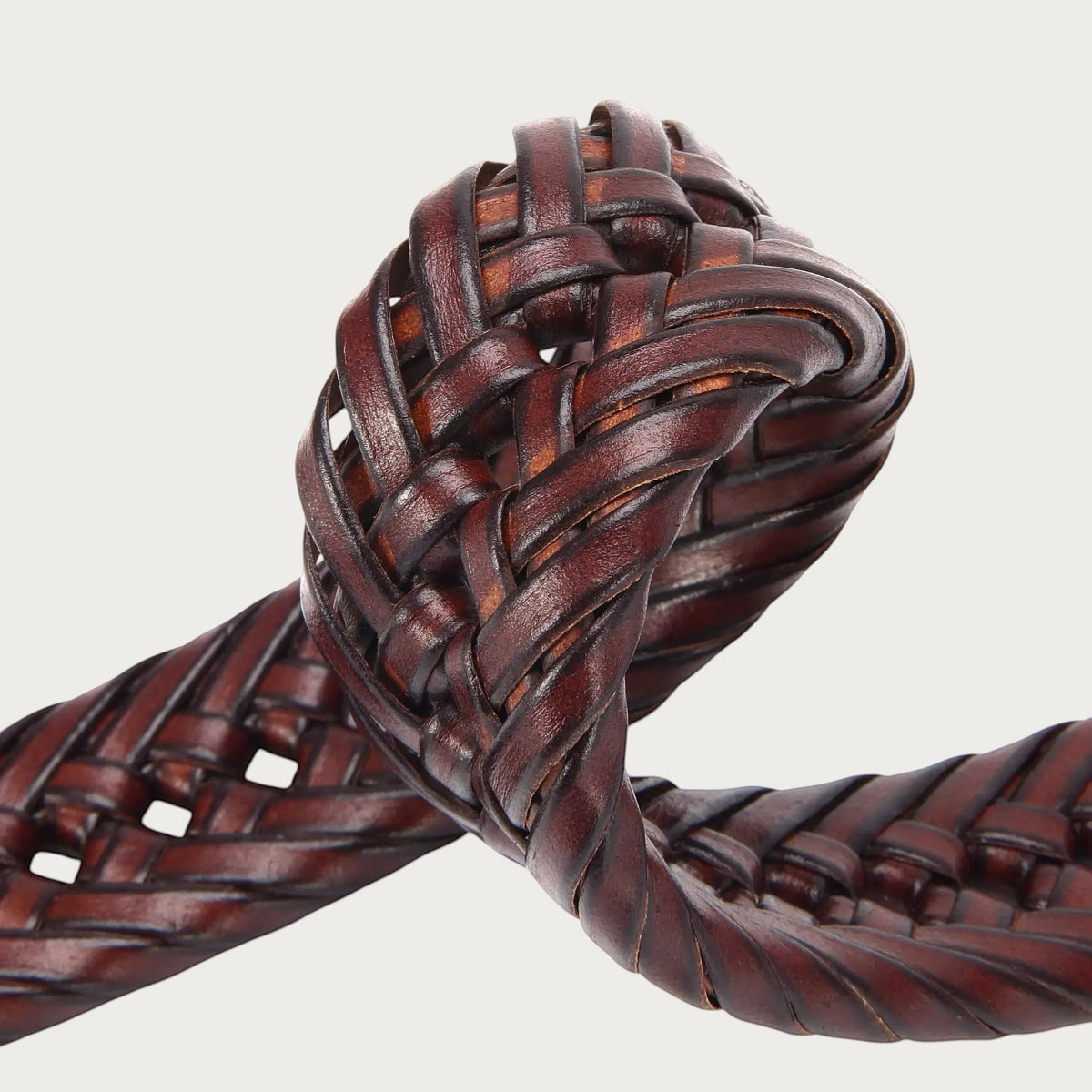 Ceinture Ceintura Federico pour homme en cuir de vachette marron tressé avec une finition vintage robuste