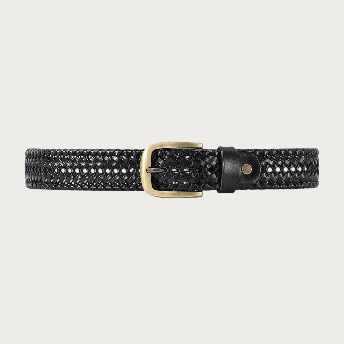 Ceinture Ceintura Armonia noire en cuir de vachette tressé avec boucle en laiton vieilli