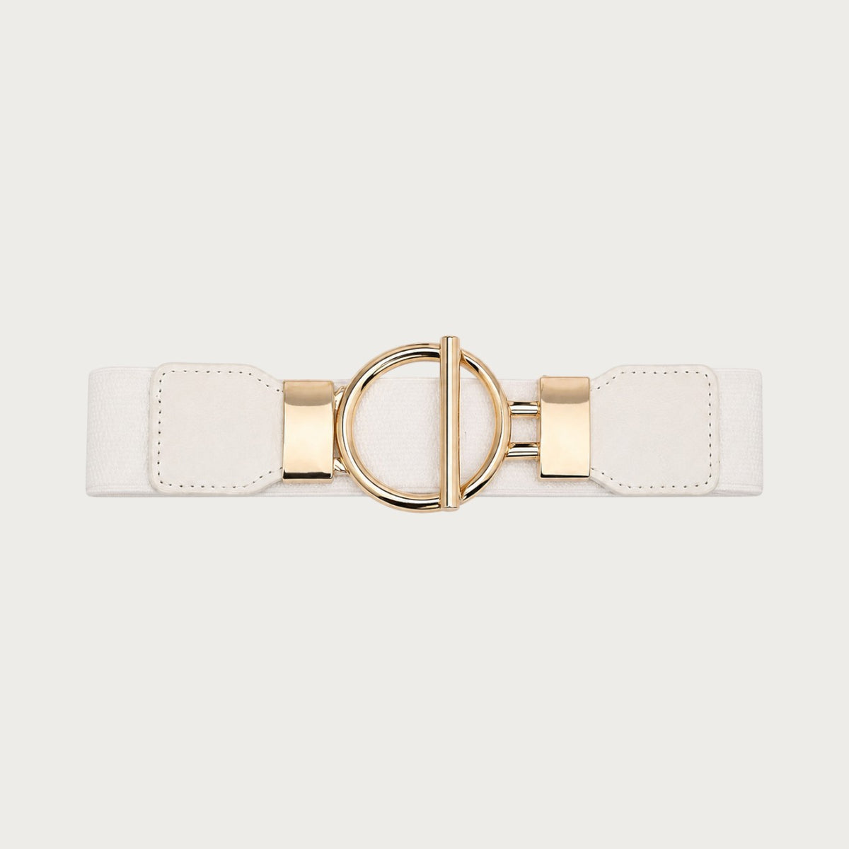 Ceinture élastique blanche pour femme avec boucle ronde dorée, accessoire de mode élégant de 4 cm de large