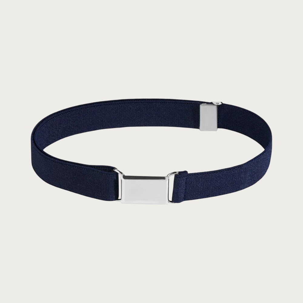 Ceinture élastique bleu marine pour enfant avec boucle métallique réglable, style décontracté et confortable Image