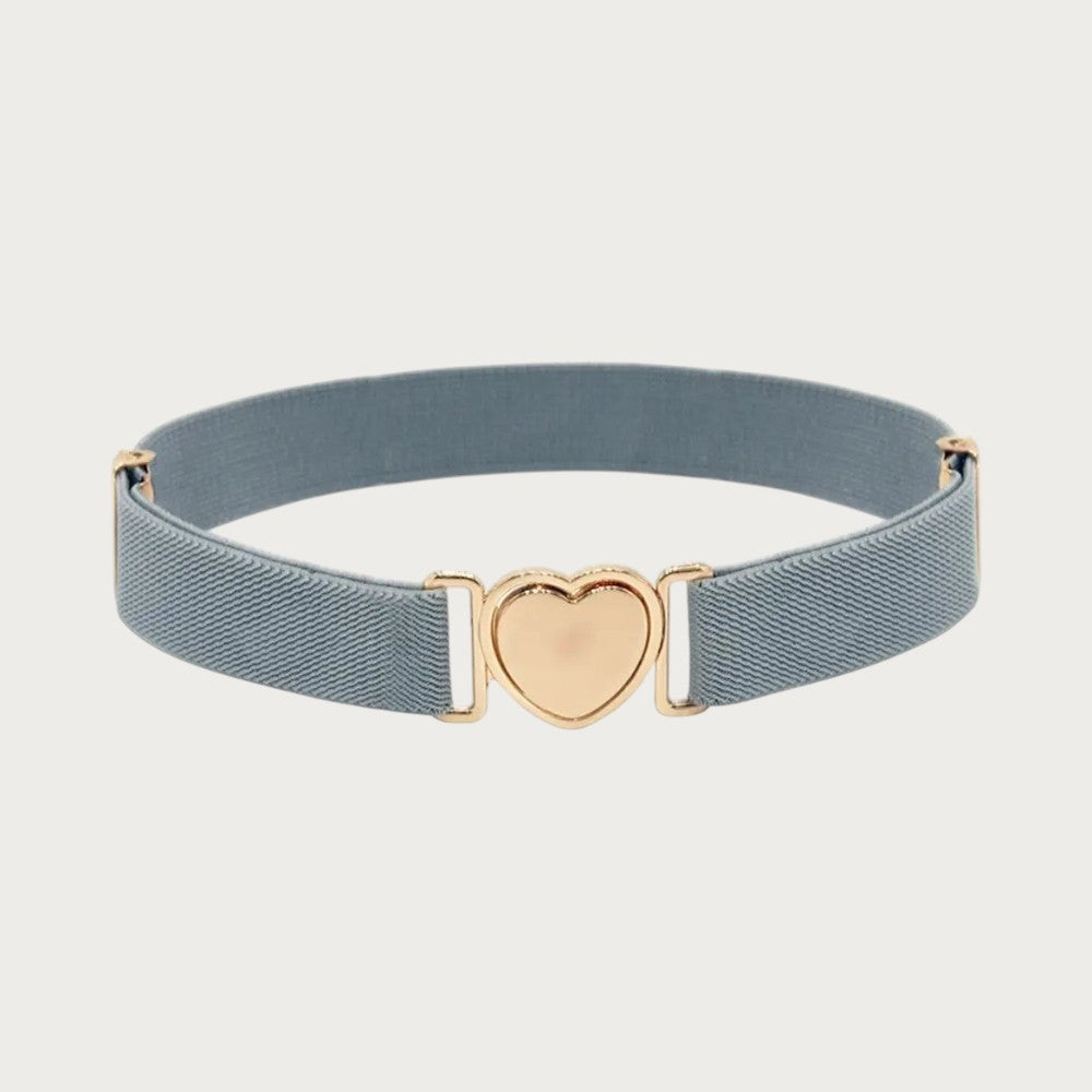 Ceintura ceinture élastique grise pour fille avec boucle dorée en forme de cœur pour un style décontracté
