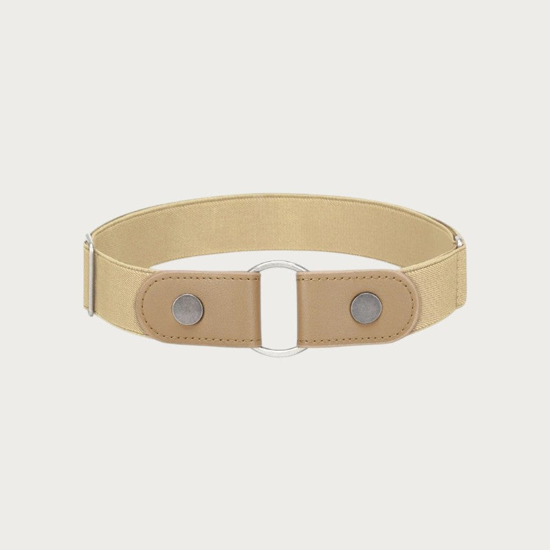 Ceintura ceinture élastique invisible beige sans boucle avec anneau métallique pour femme
