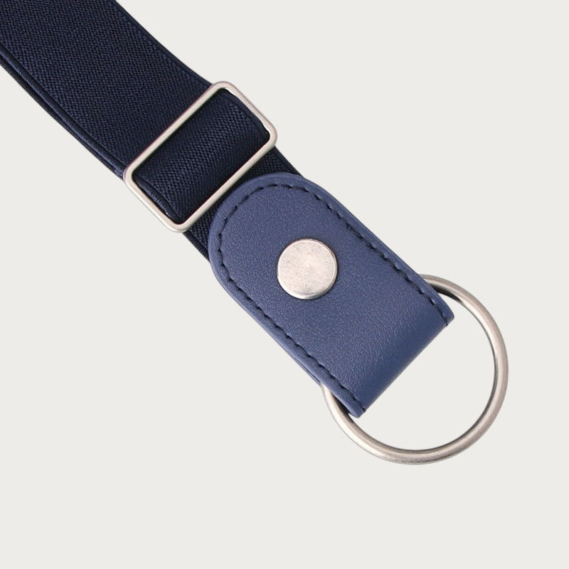 Ceinture élastique invisible bleu marine sans boucle avec anneau métallique, accessoire réglable pour femme