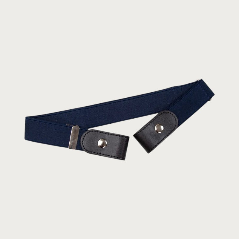 Ceinture élastique invisible bleu marine sans boucle avec détails en similicuir pour un maintien confortable