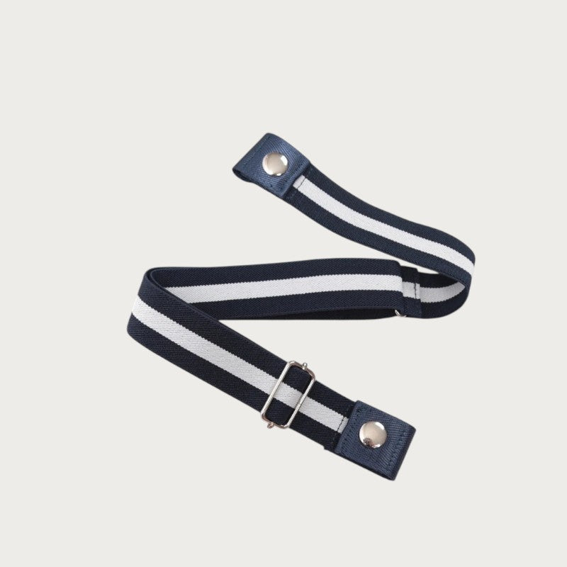 Ceintura ceinture élastique invisible bleu marine et blanche sans boucle en toile pour un ajustement confortable Image