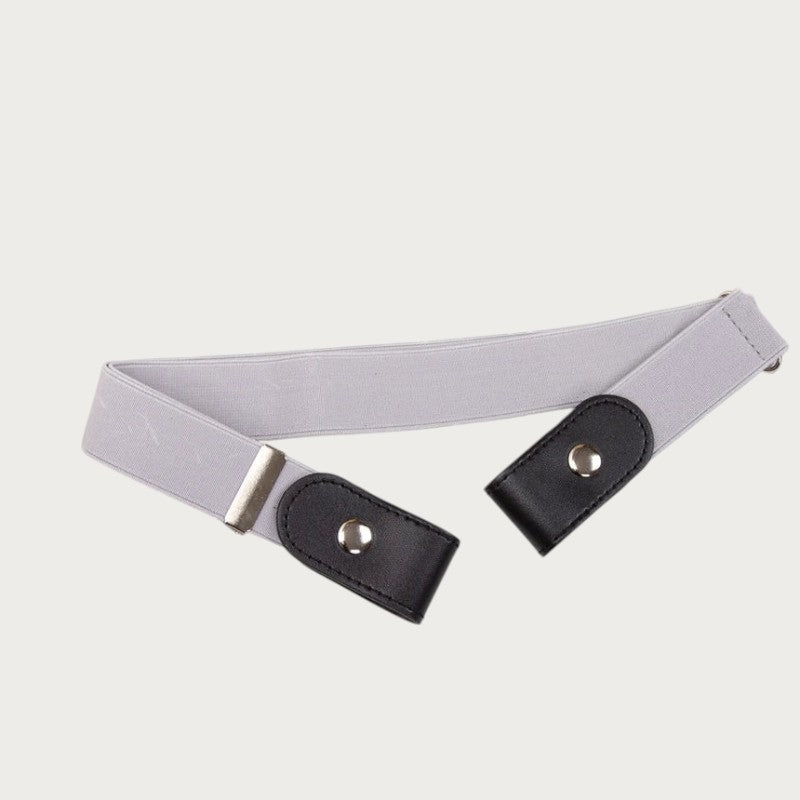 Ceintura ceinture élastique invisible grise sans boucle avec attaches en similicuir noir pour un ajustement confortable