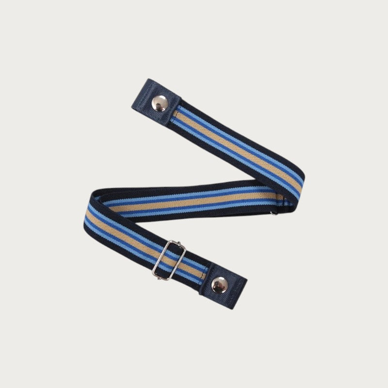 Ceintura ceinture élastique invisible sans boucle à rayures bleues et beiges en toile pour un ajustement confortable