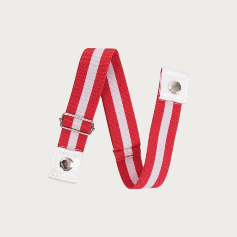 Ceintura ceinture élastique invisible rouge et blanche sans boucle pour pantalon, design décontracté et ajustable.