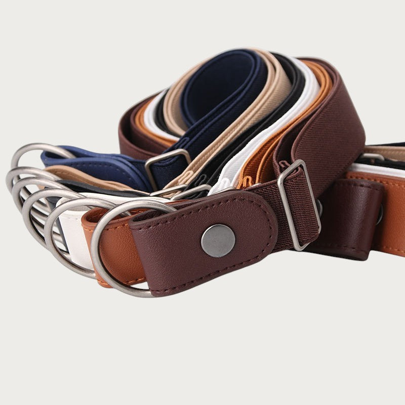 Ceintura ceinture élastique invisible sans boucle pour femme en plusieurs coloris avec anneaux métalliques