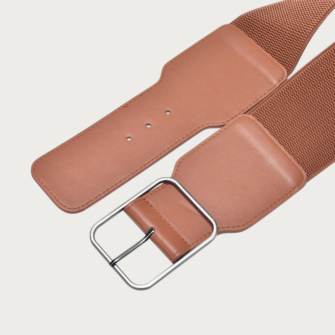 Ceinture élastique large femme Pise Ceintura camel avec boucle carrée métallique pour souligner la taille