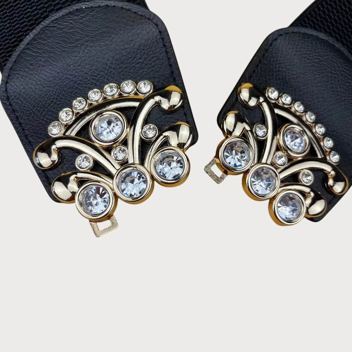 Ceinture élastique noire Ceintura avec boucle bijou ornée de strass scintillants sur empiècements façon cuir Image