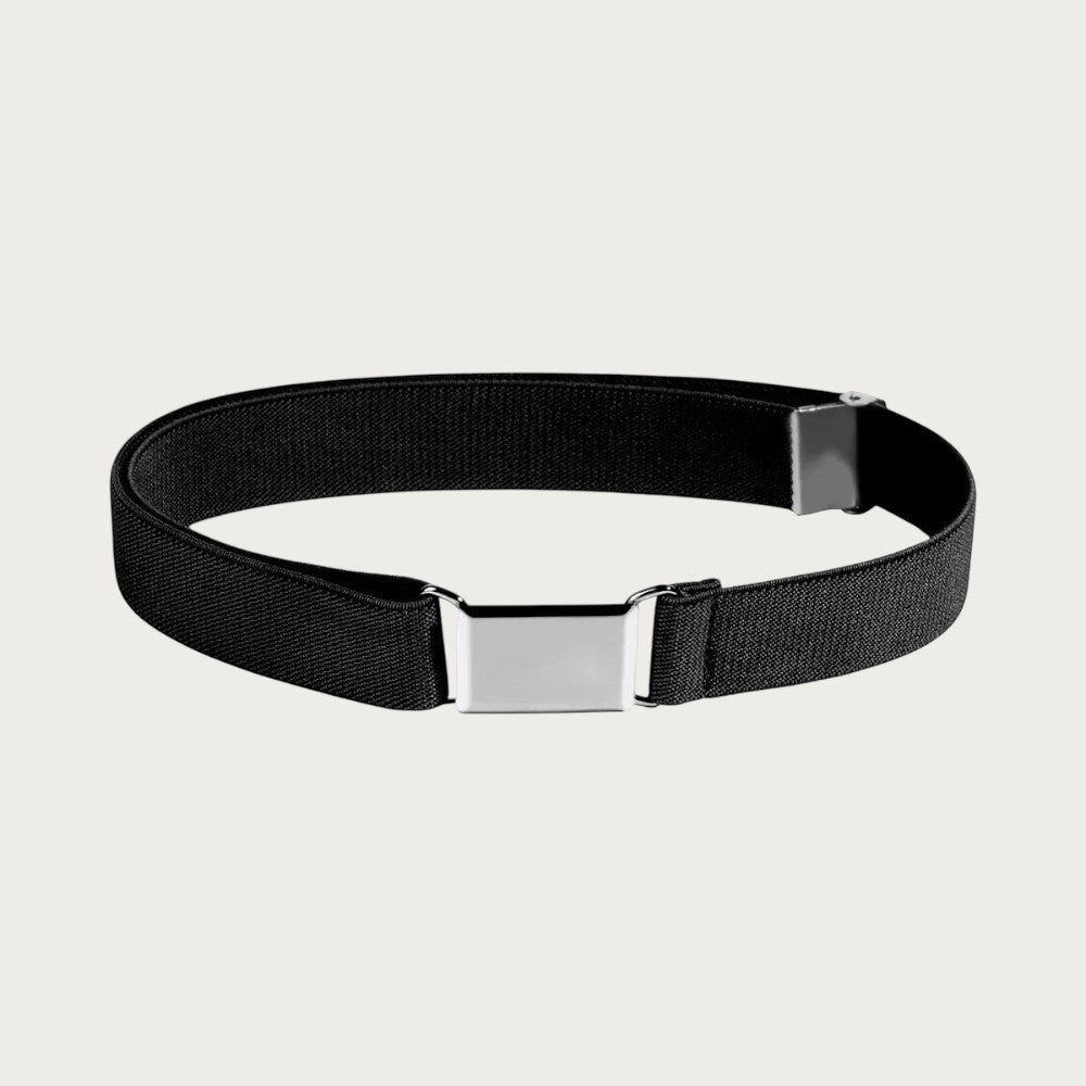 Ceinture élastique noire pour enfant avec boucle métallique réglable, accessoire décontracté de la marque Ceintura.