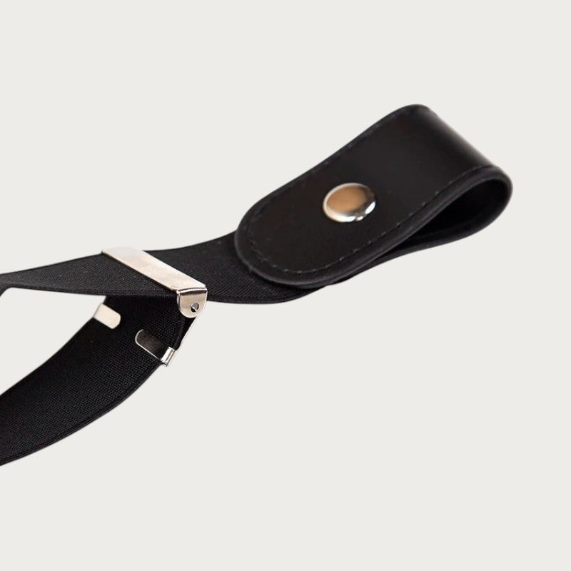 Ceinture élastique invisible noire sans boucle en polyester avec bouton-pression pour un ajustement facile Image