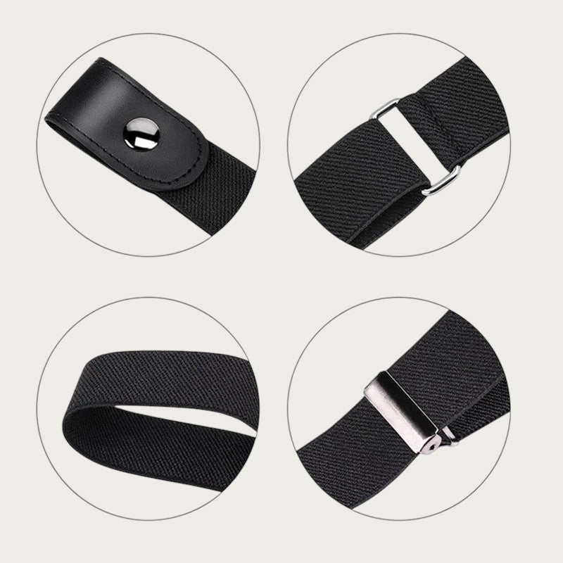 Ceintura ceinture élastique noire sans boucle pour homme et femme, design ajustable et confortable en toile