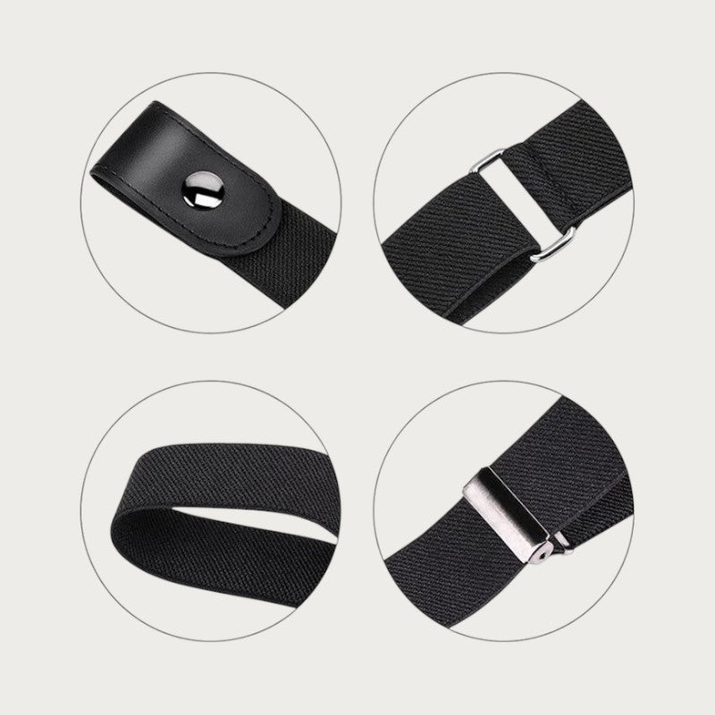 Ceintura ceinture élastique noire sans boucle pour homme et femme, design ajustable et confortable en toile