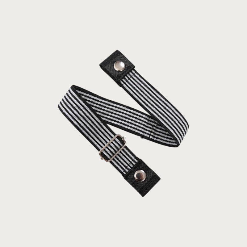 Ceinture élastique invisible à rayures noires et blanches sans boucle, accessoire ajustable en toile pour pantalon
