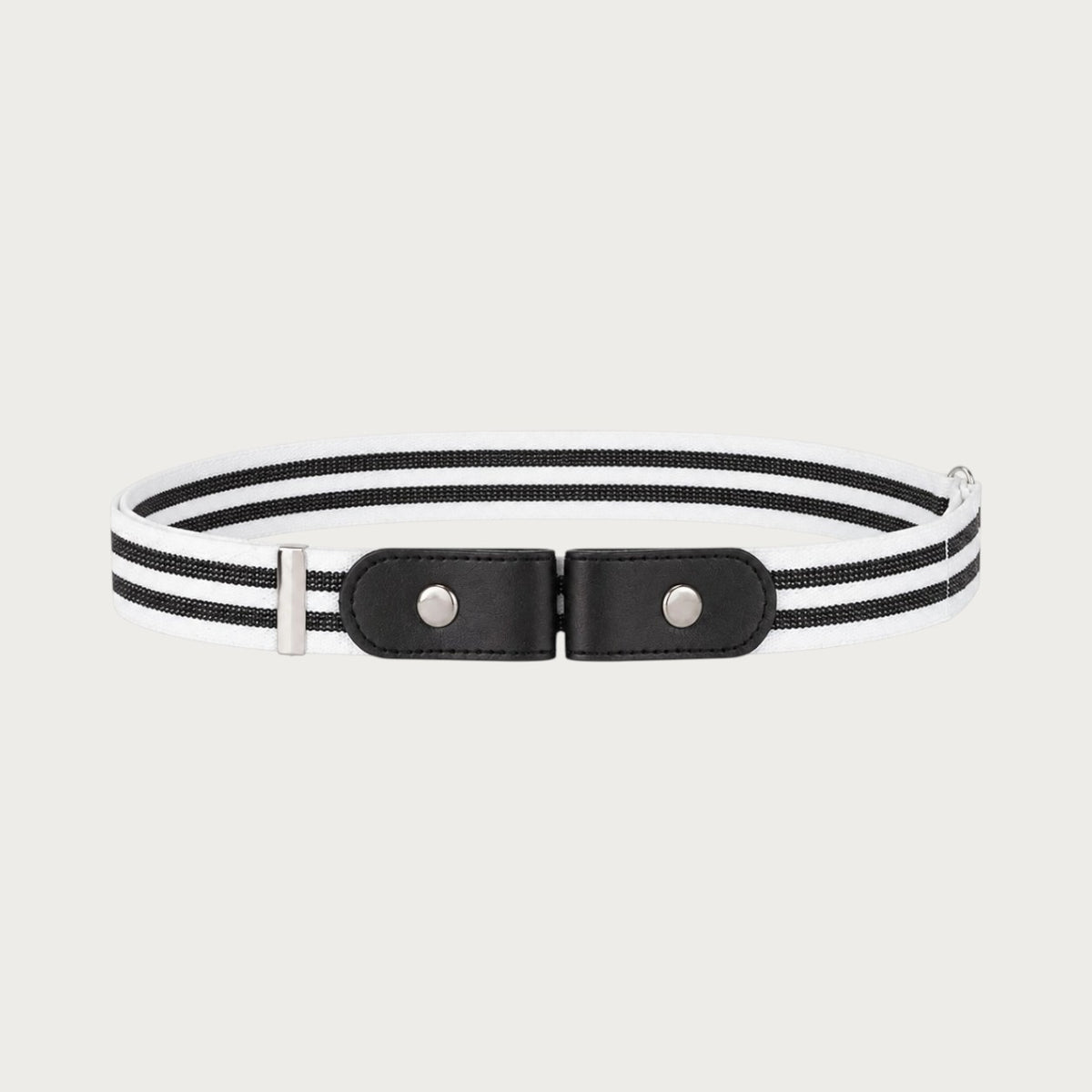 Ceinture sans boucle Ceintura Melodia élastique à rayures noires et blanches avec pattes en similicuir noir Image