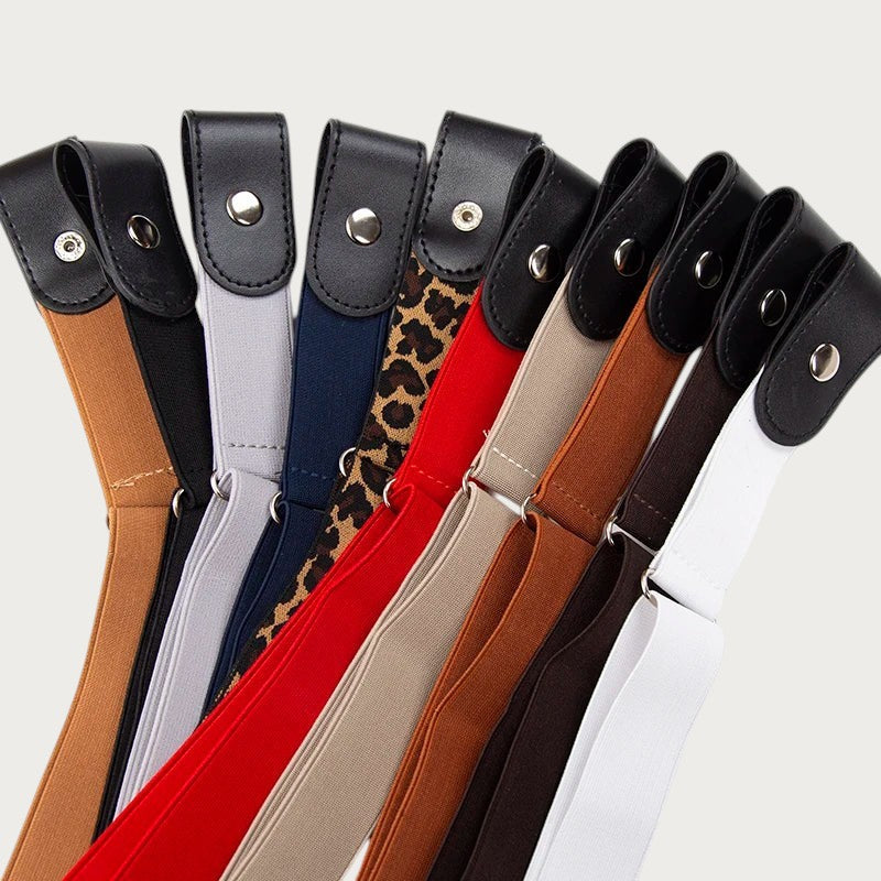 Ceintura ceinture élastique invisible sans boucle en polyester disponible en plusieurs couleurs et motifs