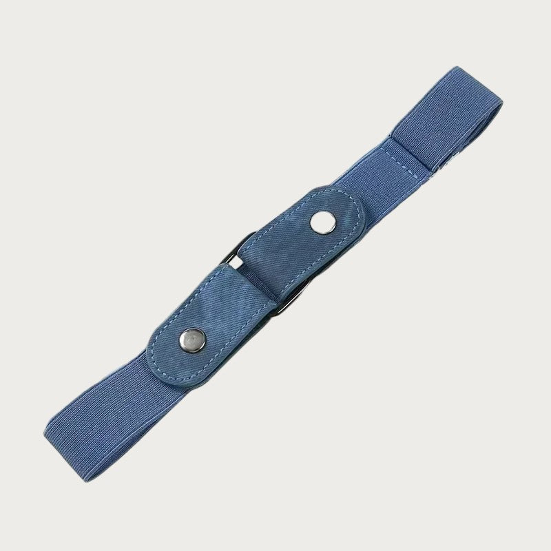 Ceinture élastique sans boucle en toile bleue ajustable pour pantalon, accessoire unisexe pratique et confortable