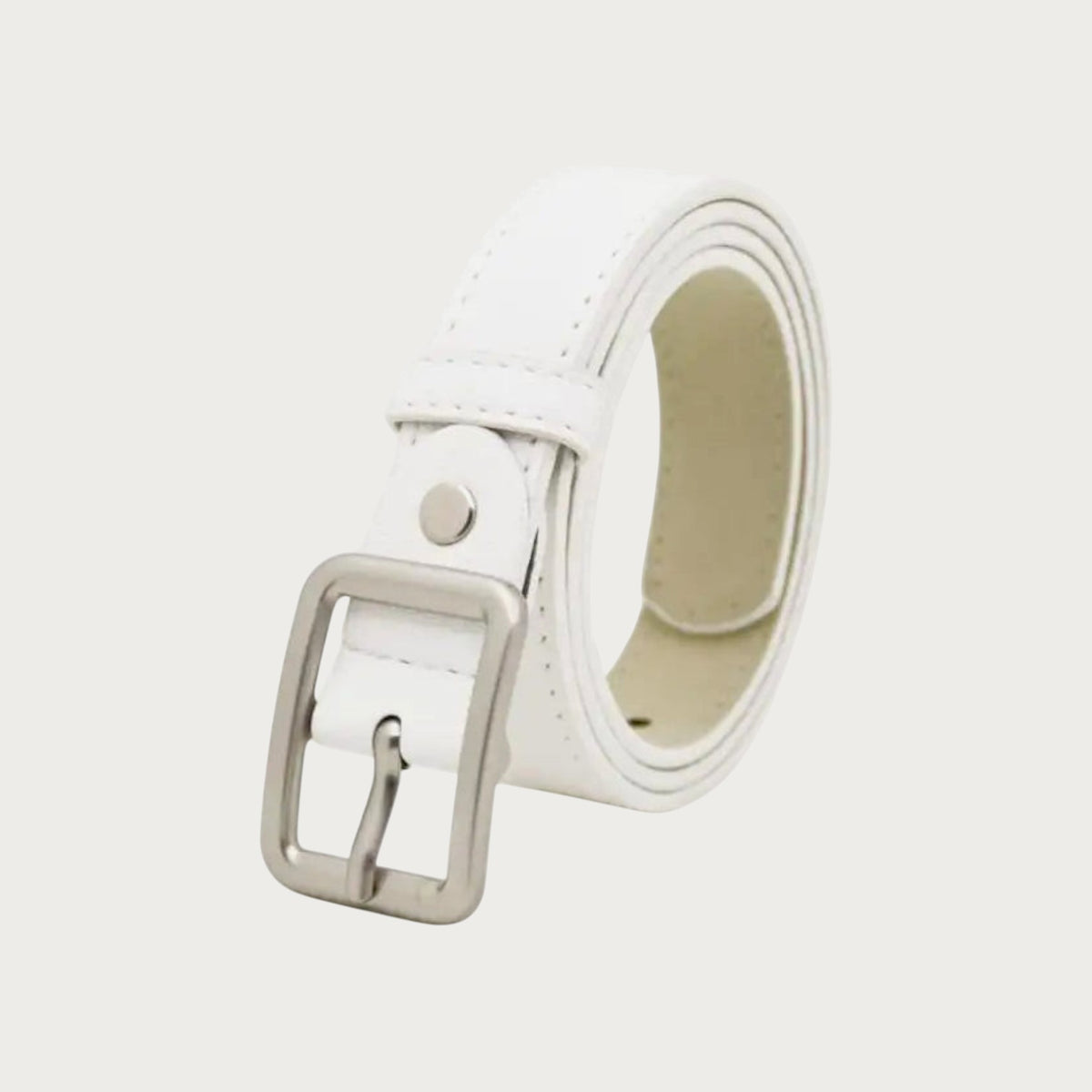 Ceinture enfant Ceintura blanche en cuir PU avec boucle ardillon en métal argenté pour un style élégant et moderne