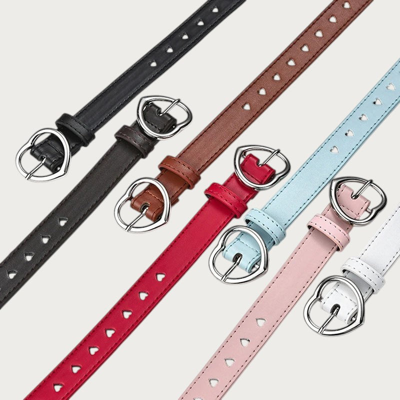 Ceintura ceinture fine pour enfant en similicuir avec boucle en forme de cœur et détails découpés en cœur Image
