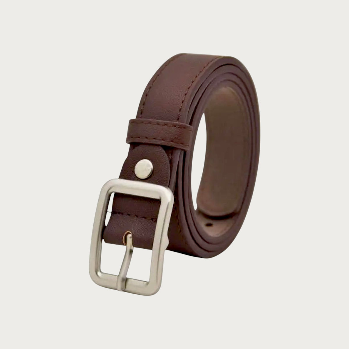 Ceintura ceinture pour enfant en cuir marron avec boucle ardillon en métal argenté
