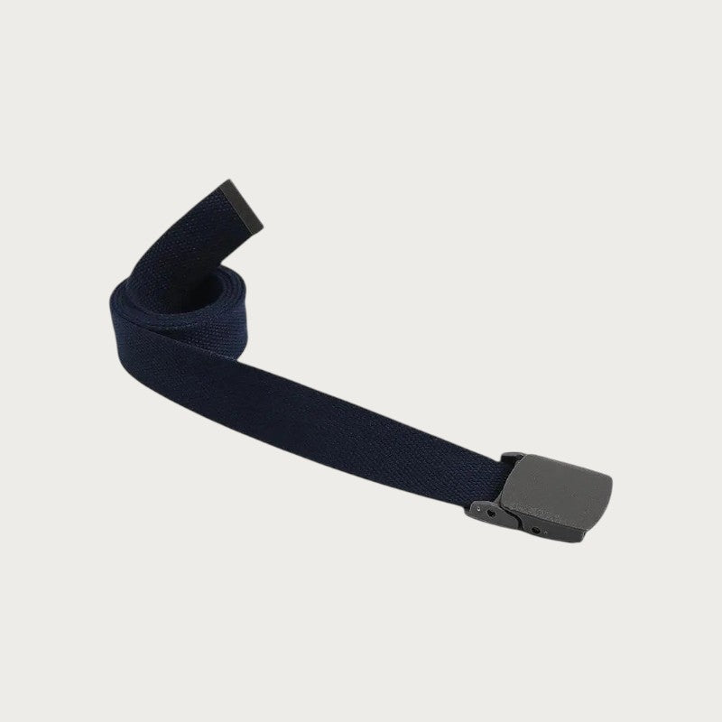 Ceinture tactique pour enfant en toile bleu marine avec boucle en plastique noir, style décontracté et ajustable