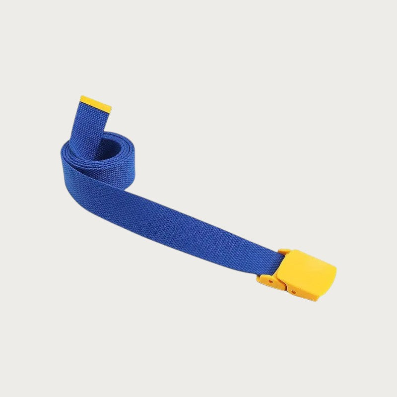 Ceinture tactique pour enfant en toile bleue avec boucle en plastique jaune, style décontracté et ajustable
