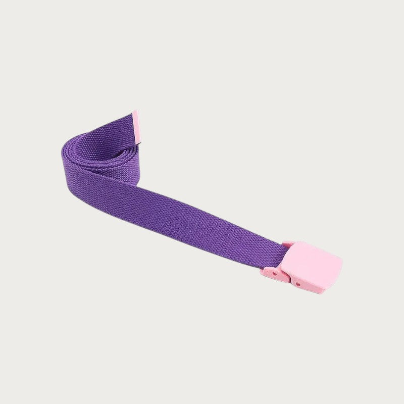 Ceinture tactique pour enfant en toile violette avec boucle en plastique rose, style décontracté par Ceintura