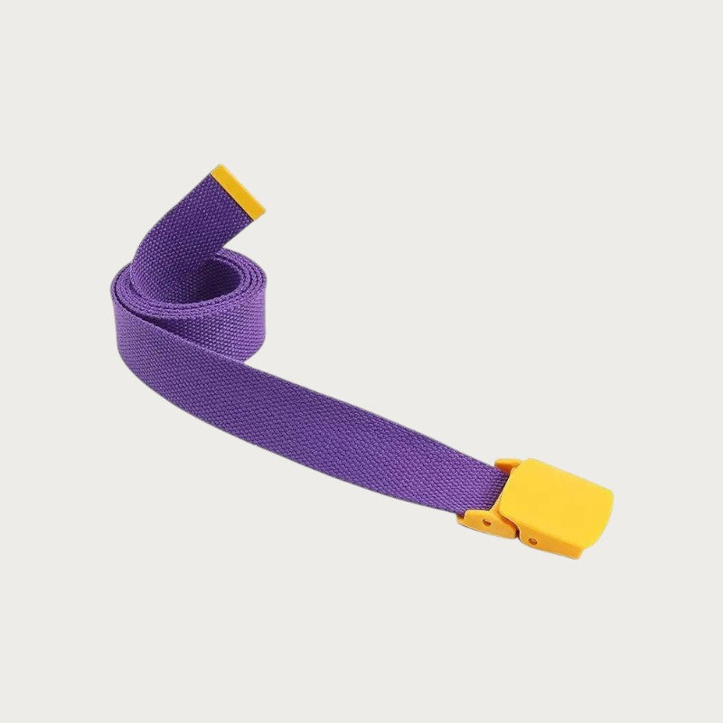 Ceinture enfant Ceintura en toile violette avec boucle en plastique jaune, style tactique décontracté