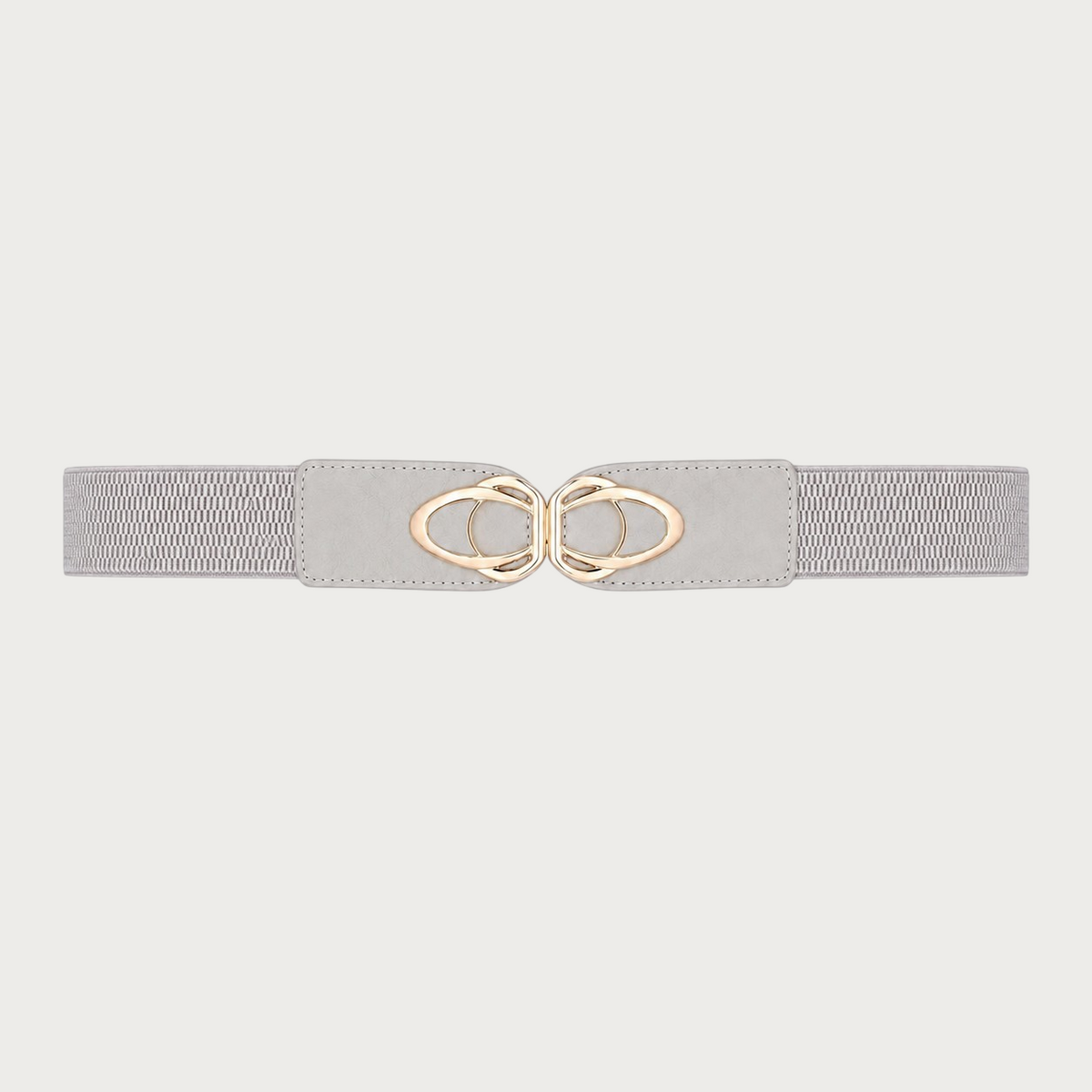 Ceinture extensible grise pour femme Ceintura avec boucle dorée élégante en alliage et détails en similicuir