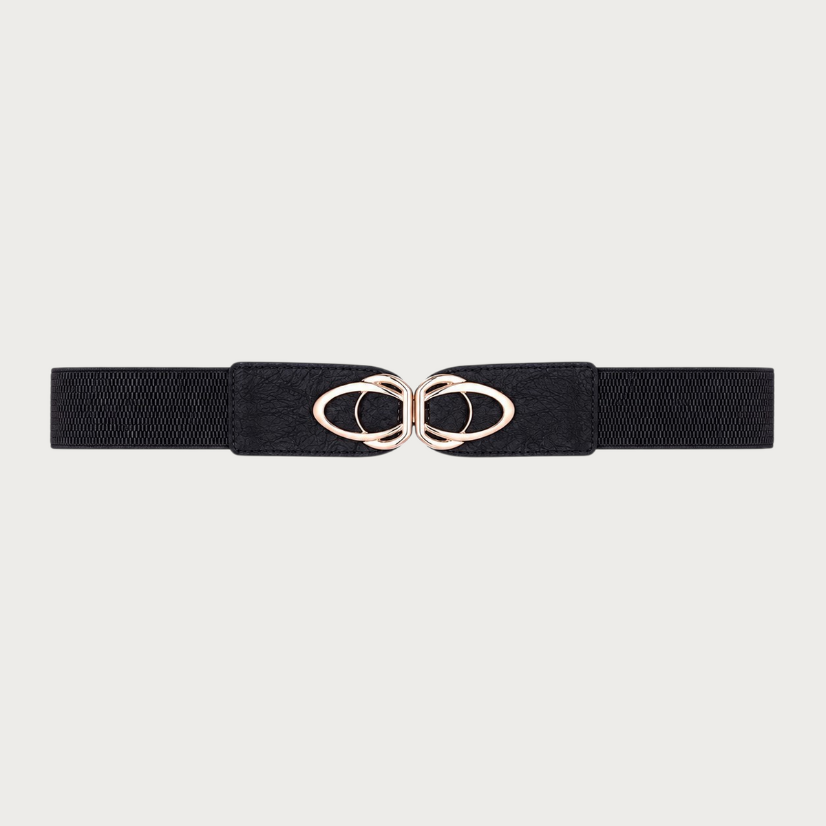 Ceintura ceinture extensible noire pour femme avec boucle dorée élégante en alliage et cuir PU