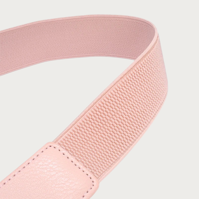 Ceintura ceinture extensible rose pour femme en tissu élastique et similicuir texturé