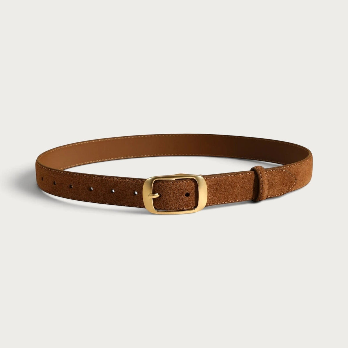 Ceinture Ceintura pour femme en cuir suédé marron avec une boucle ardillon dorée élégante