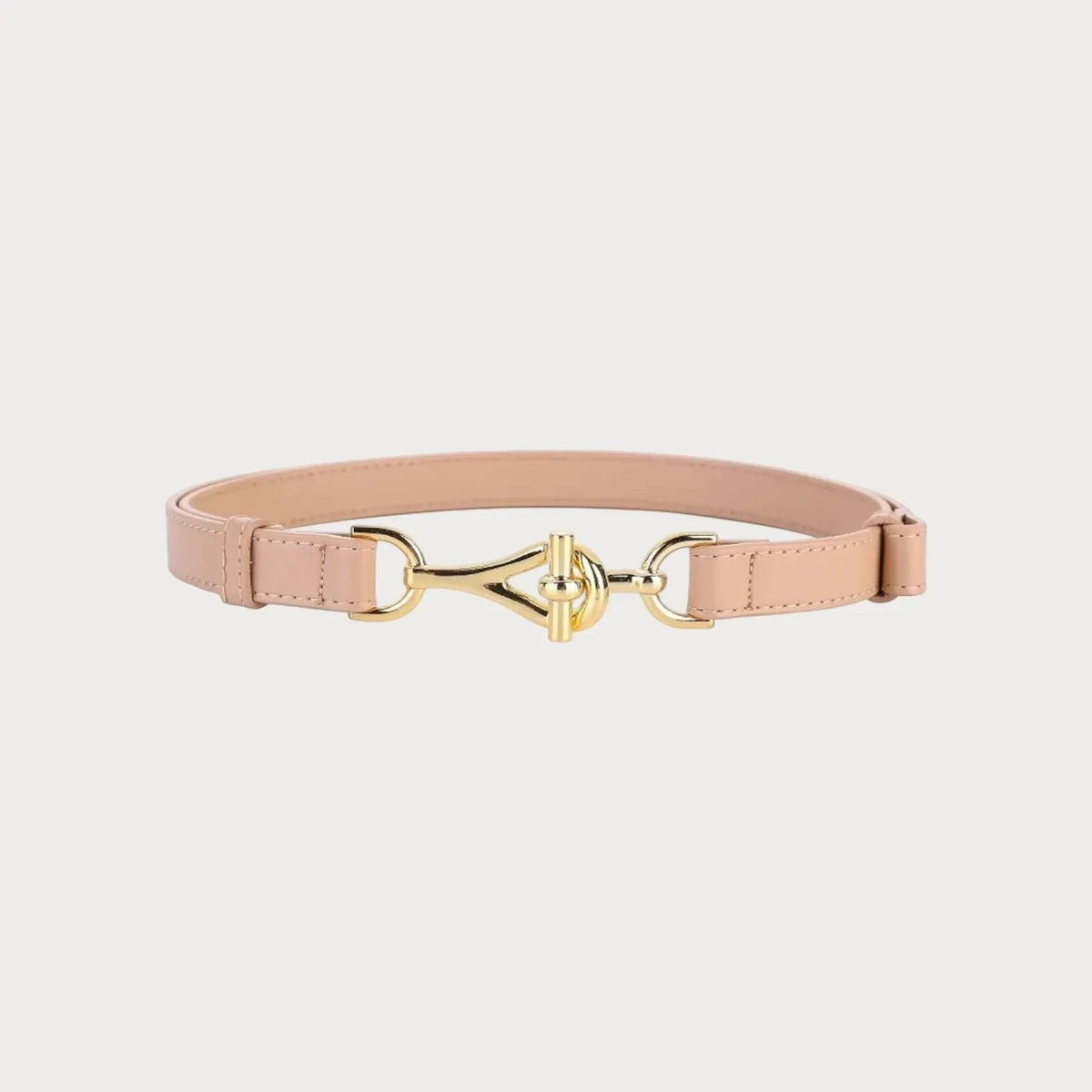 Ceinture fine en cuir véritable beige Ceintura avec une boucle mors dorée élégante pour robe ou manteau