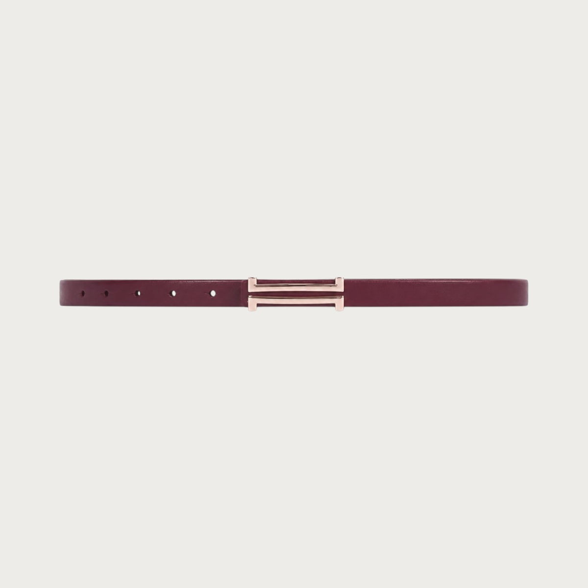 Ceinture fine Ceintura en cuir véritable bordeaux avec boucle rectangulaire dorée à double barre pour femme