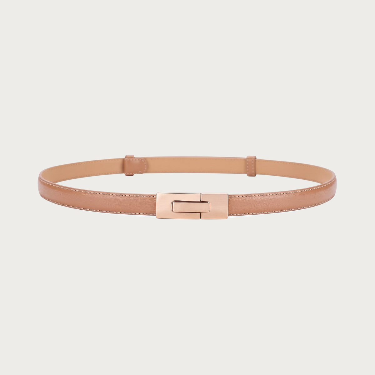 Ceinture fine en cuir camel Ceintura avec fermoir coulissant doré pour un ajustement précis et élégant