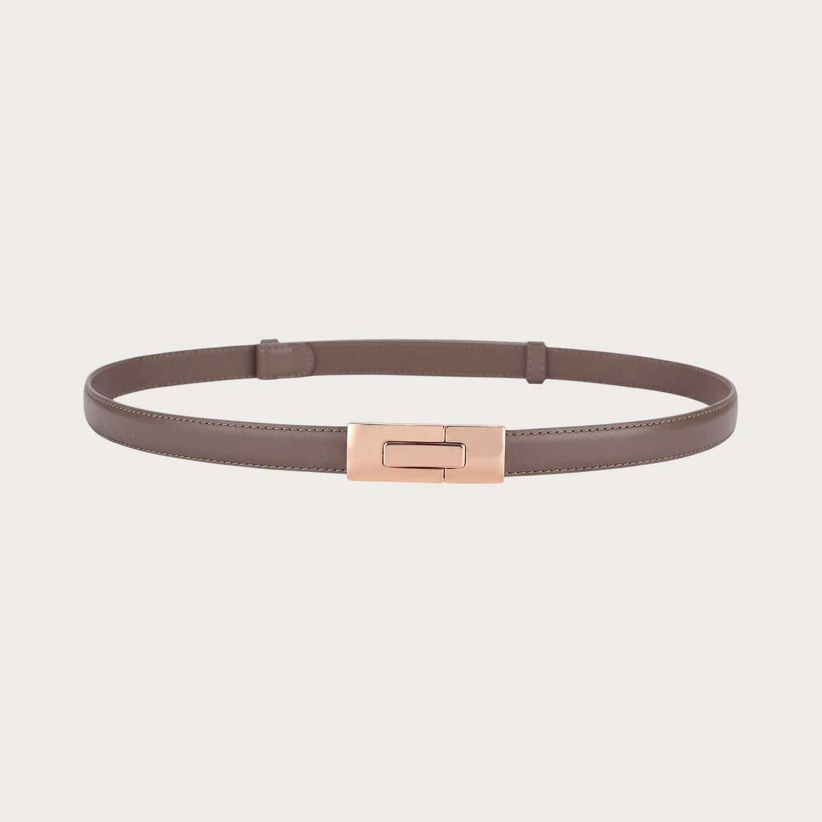 Ceinture fine Ceintura en cuir taupe refermée en cercle, fermoir coulissant doré rectangulaire
