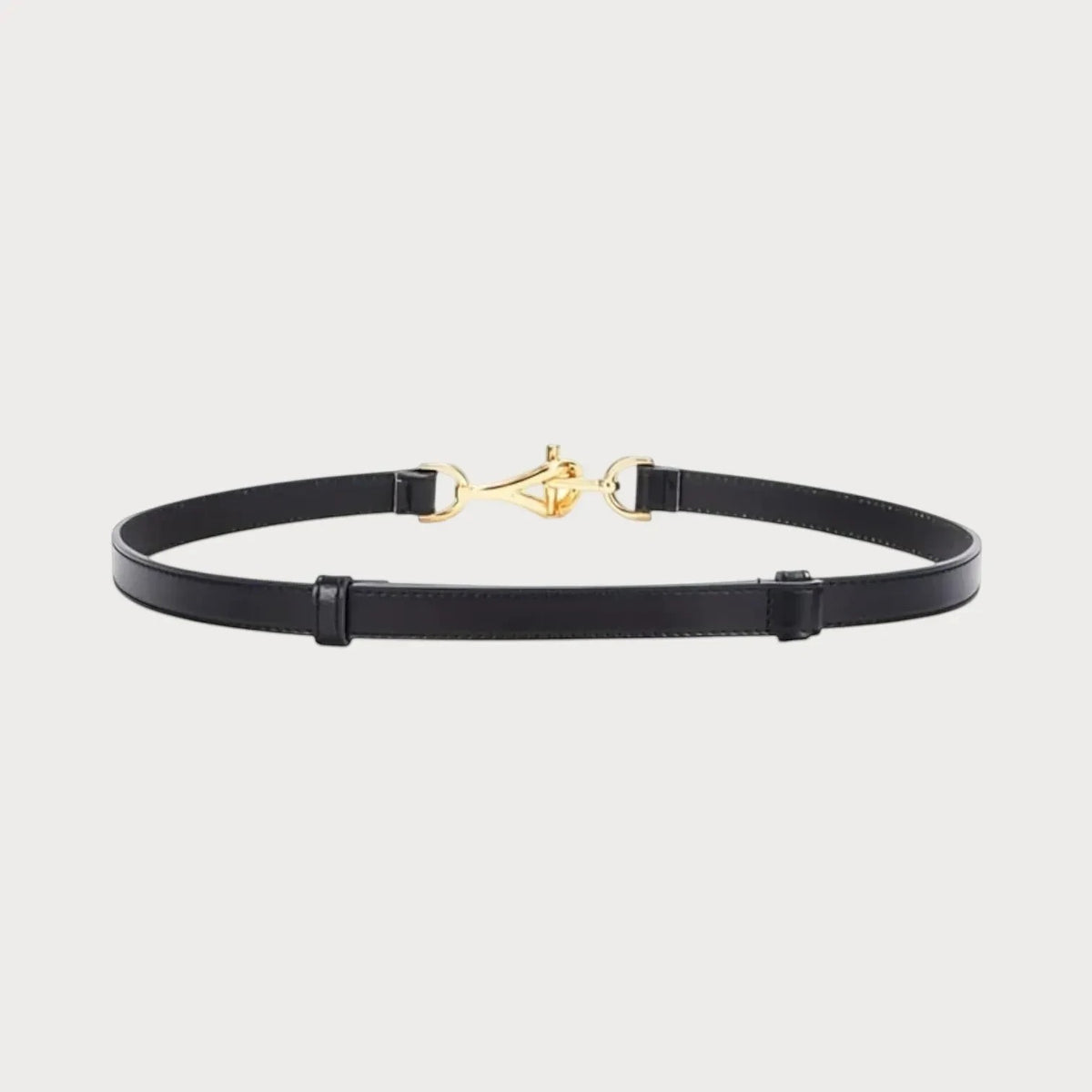 Ceinture fine Ceintura en cuir véritable noir avec boucle mors dorée élégante pour robe ou manteau