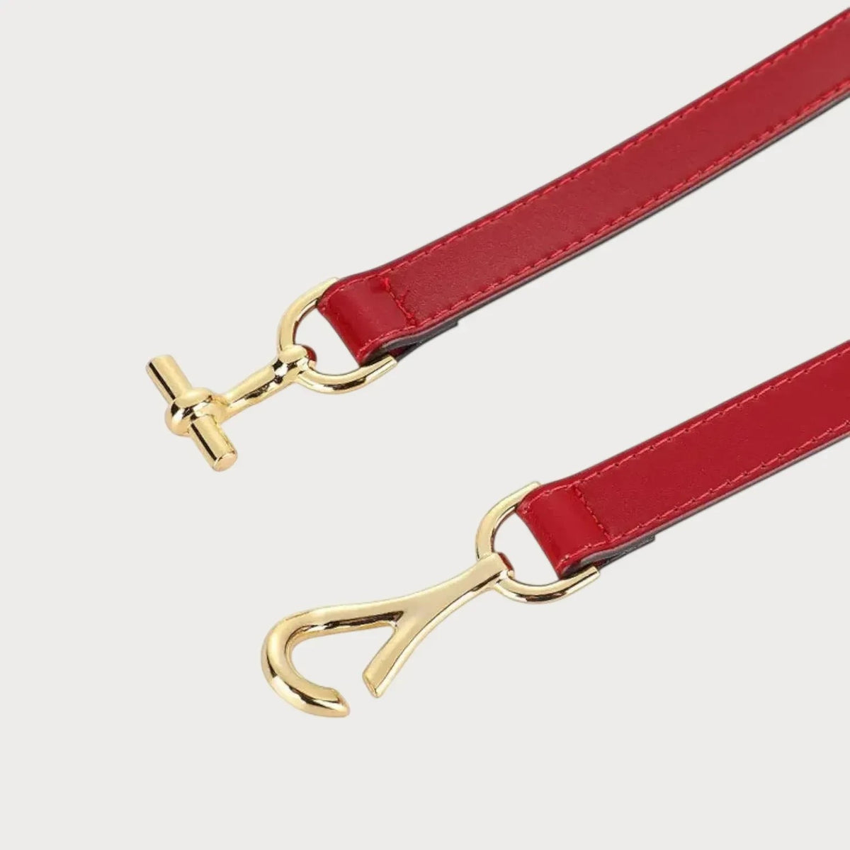 Ceinture fine en cuir véritable rouge Ceintura avec boucle mors dorée élégante pour robe ou manteau